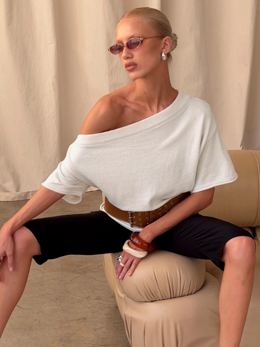 Princess Polly white Knit oversized Sweater